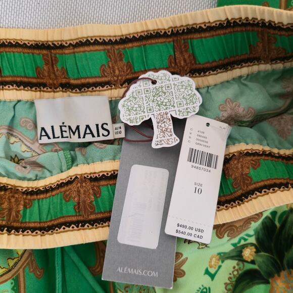 ALEMAIS Green Luxury Silk Relaxed Jogger Silhouette Pants La Musica Sz 10 NWT - Picture 11 of 11